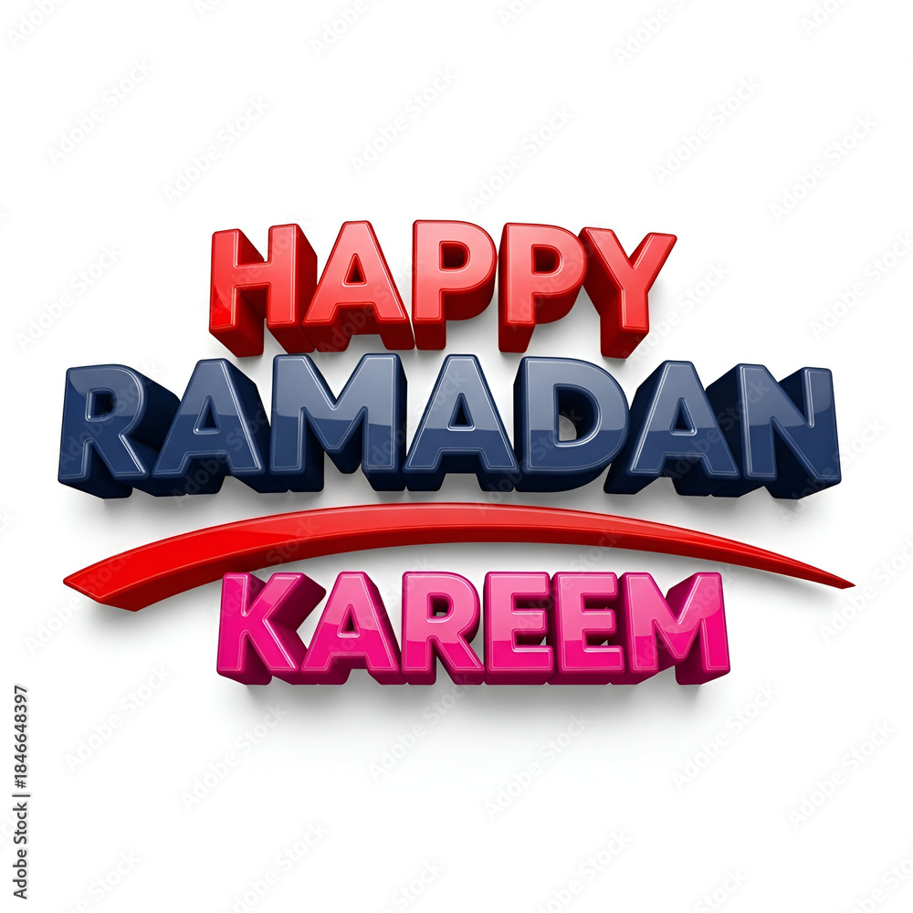 Fototapeta premium Glowing lamp happy ramadan text clipart illustration ramadan