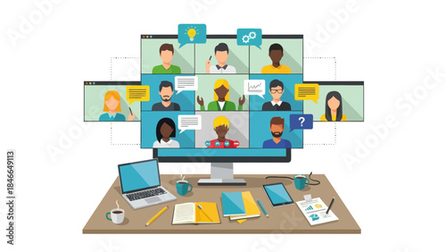 Virtual Online Meeting with Multiple Participants in a Collaborative Digital Workspace