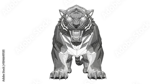 Low Poly Tiger Portrait Geometric Animal Wildlife Digital Illustration