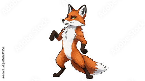 Cartoon Fox Character Standing on Hind Legs Digital Art