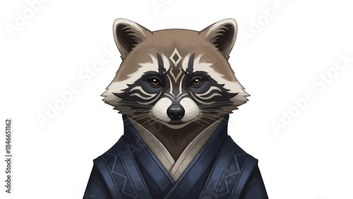 Anthropomorphic Raccoon Jedi Knight Digital Art Portrait