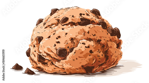 Delicious Cute Cookie Dough with Chocolate Chips Vector Illustration