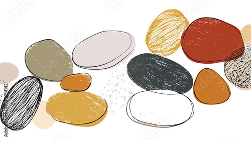 Serene Minimalist Beach Pebbles Vector Illustration