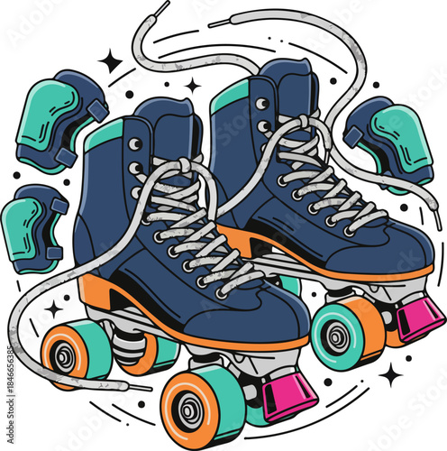 Roller Skate Set Vector Illustration