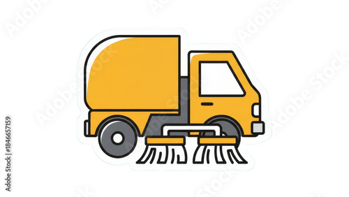 Street Sweeper Truck Icon Illustration.