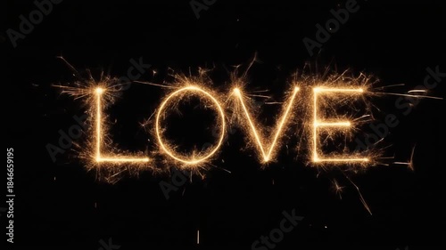 A dark abstract image with indistinct shapes and shadows, Love text