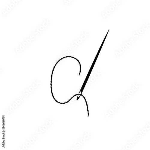drawing of C letter thread in the needle