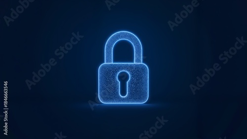 An illuminated padlock against a dark blue background.