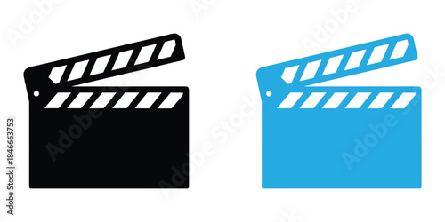 Movie clapperboard vector silhouette. Clapperboard icon. Film movie symbol