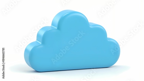 A large blue cloud shaped object on a white background.