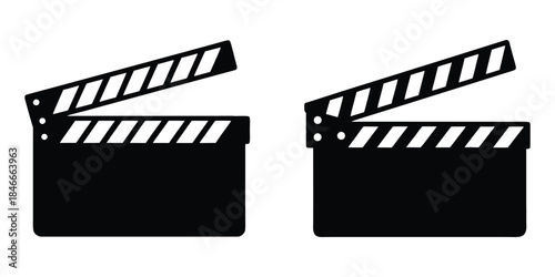 Movie clapperboard vector silhouette. Clapperboard icon. Film movie symbol