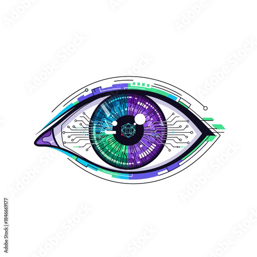 Cybernetic Eye - Futuristic Vision with Integrated Technology.