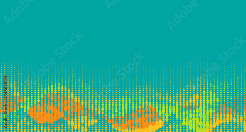 Bright blue, green and orange minimal halftone waves abstract retro background. Geometric concept vector design