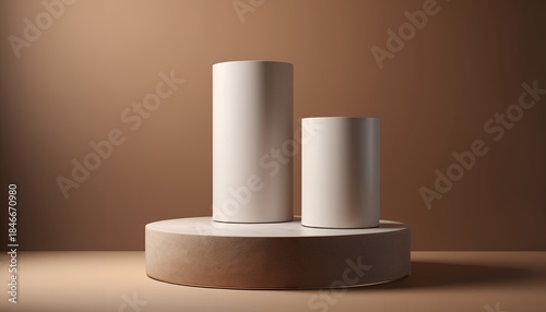 abstract podium background for product presentation. Sunshade shadow on white plaster wall. 3d rendering.