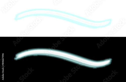 Abstract Glowing Cyan Neon Wavy Line isolated on a transparent background 