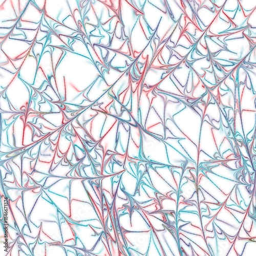 Multicolored chaotic thin lines, abstract background. Liquid texture. Seamless pattern. Light coral, light maroon, dirty blue, fountain blue and dusty purple colors on the white background.