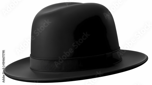 Obraz na płótnie A black bowler hat against a white backdrop.
