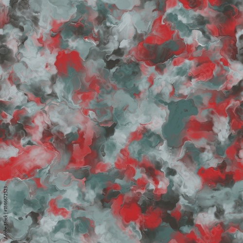 Pale carmine, mid grey, ash grey and dark grey abstract blurred brush strokes. Seamless hand drawn pattern.