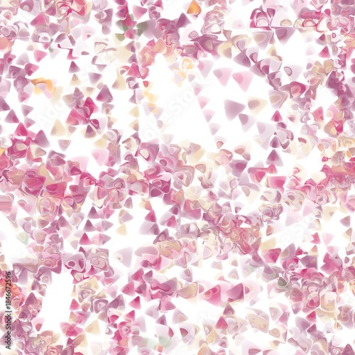 Abstract pink polygonal or triangular hand drawn background,composed of numerous small, overlapping shapes, primarily triangles and polygons.Tulip pink, light plum,summer green and peach orange colors