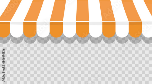 Horizontal banner for Ice Cream Day in retro groovy style with yellow and white stripes. Features a hand-drawn striped kiosk awning, evoking amusement park 