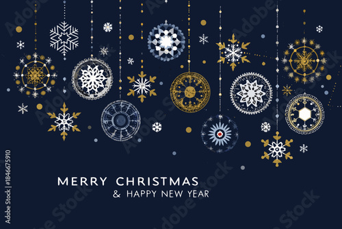 Delicate snowflake ornaments and festive greetings for a winter celebration