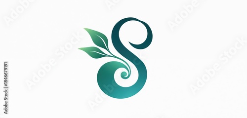 Elegant visual illustration of the letter S. It features green leaves and a swirling design. This logo conveys nature beauty and health themes perfectly.