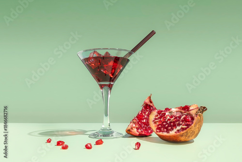 Glass of antioxidant pomegranate juice