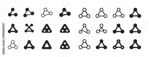 Set of geometric triangle design elements in black and white