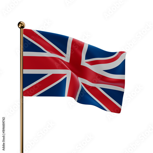 United Kingdom National Flag Union Jack 3D Render Isolated Transparent Background
