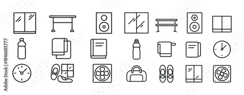 Collection of minimalist icon designs featuring everyday objects