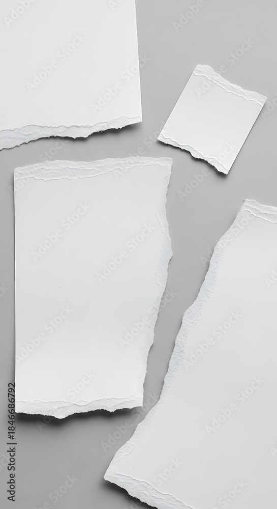 custom made wallpaper toronto digitalTorn white paper pieces on a gray background, minimalist design.