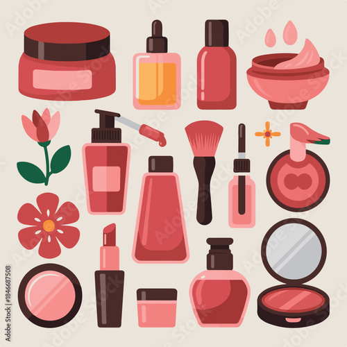 set of cosmetics