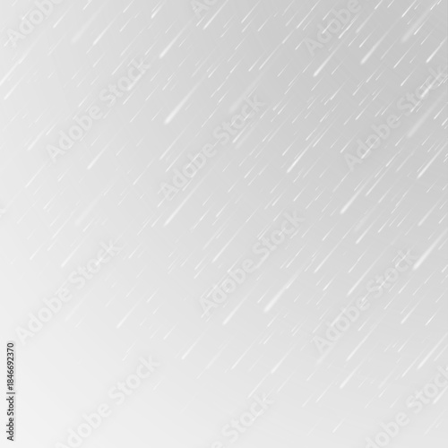 Liquid rain background of falling drops and realistic water detail. Isolated bright surface with light sky atmosphere.