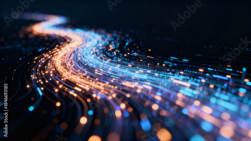Dynamic Flow of Light Particles Creating a Wave of Energy and Motion in Space