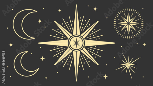 Gold lights rays scene background.

Set of Gold stars on a runway Stage, glowing Spotlights with focused lighting and realistic lens flare from Lamps. Vector PNG design. Light effect. Transparent