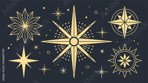 Gold lights rays scene background.

Set of Gold stars on a runway Stage, glowing Spotlights with focused lighting and realistic lens flare from Lamps. Vector PNG design. Light effect. Transparent