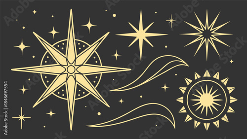 Gold lights rays scene background.

Set of Gold stars on a runway Stage, glowing Spotlights with focused lighting and realistic lens flare from Lamps. Vector PNG design. Light effect. Transparent