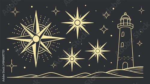 Gold lights rays scene background.

Set of Gold stars on a runway Stage, glowing Spotlights with focused lighting and realistic lens flare from Lamps. Vector PNG design. Light effect. Transparent