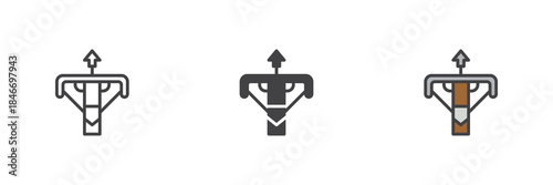 Crossbow line outline solid different style icon set pack