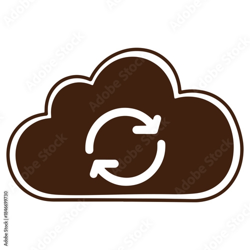 Cloud Icon with Circular Arrow Symbol Representing Sync or Backup Technology Concept