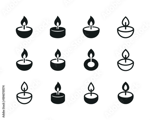 Candle Logo Variations. candles. Icon set. Set Logo of candles: