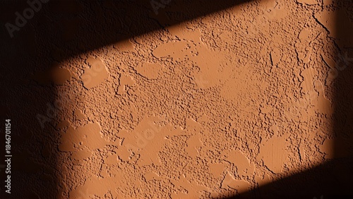 Rough Terracotta Surface with Sunlight Shadow.