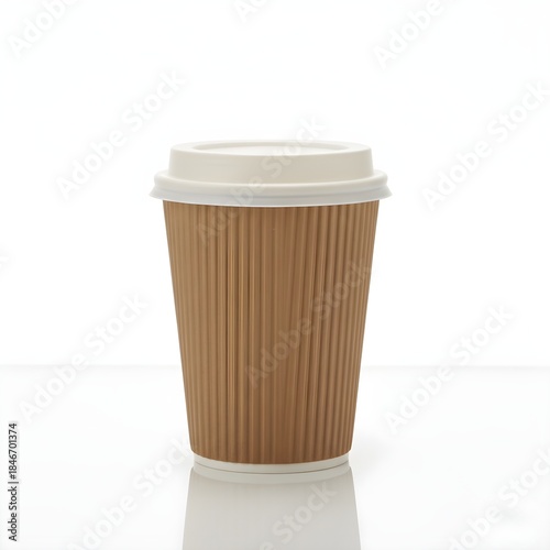 Wallpaper Mural Kraft Paper Coffee Cup with Lid on White Background
 Torontodigital.ca