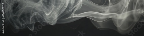 Illustration of smoke wafting gently across a dark background in wispy tendrils and curls