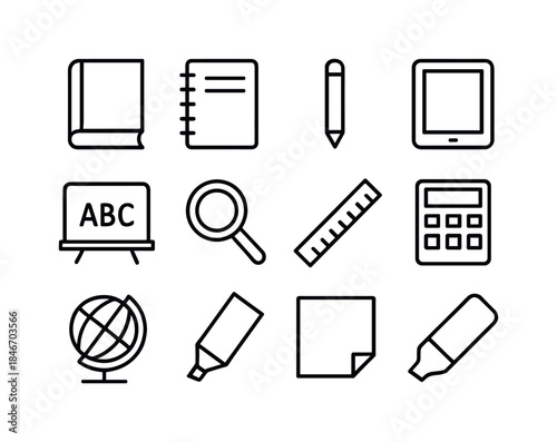 Educational Tools Icons. Educational tools. Line icon set of Edu