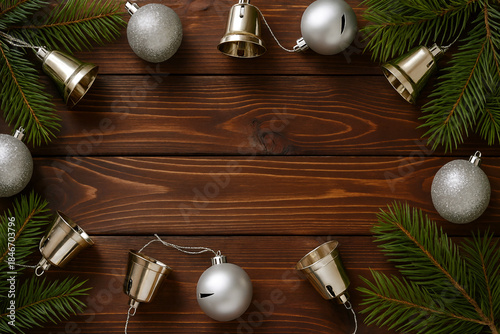 christmas decoration on wooden background