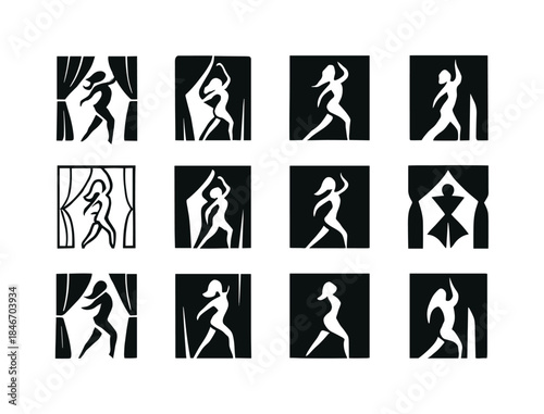 Exotic Dance Logo Set. Exotic dance and creative expression. Ico