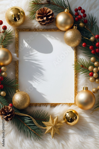 christmas frame with christmas decorations