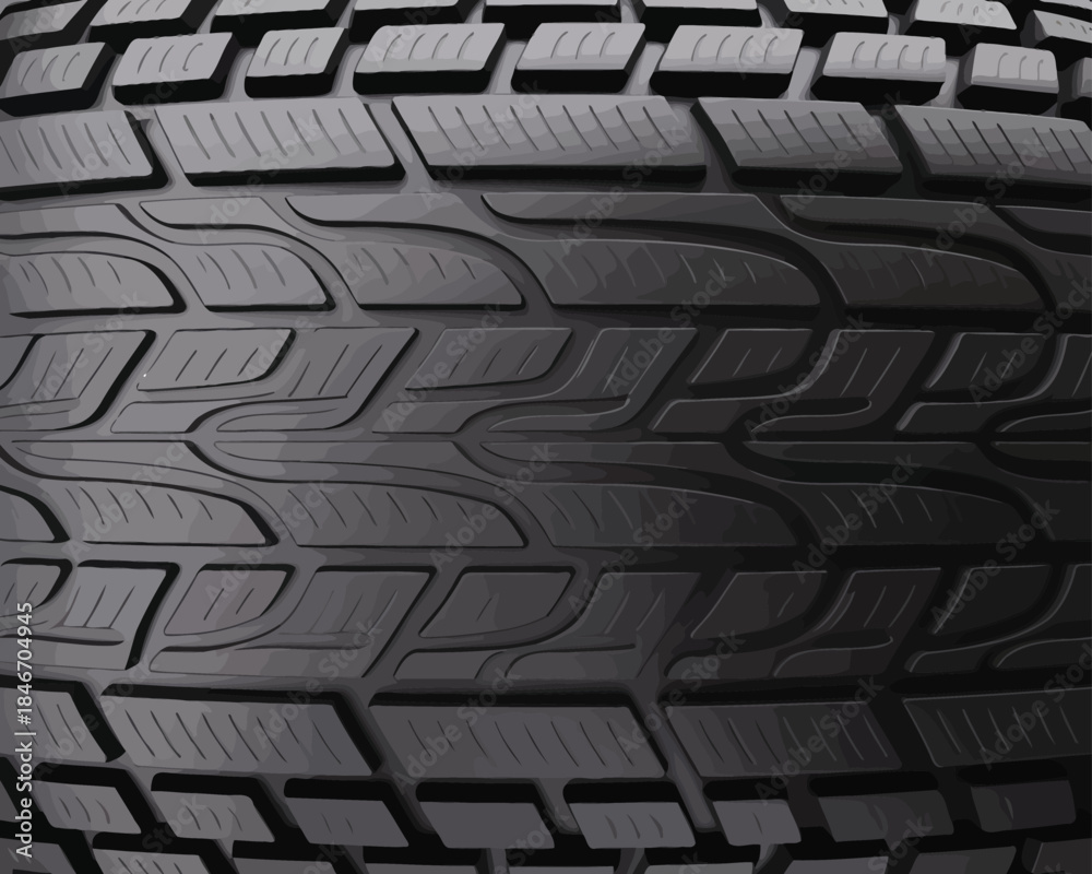 Fototapeta premium Close-Up of Modern Car Tire Tread Pattern Texture