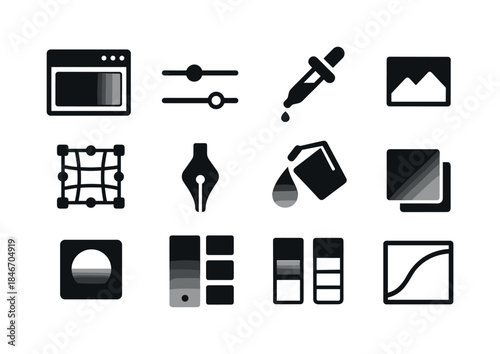Gradient Tools Icons. Gradient tools. Solid icon set of gradient